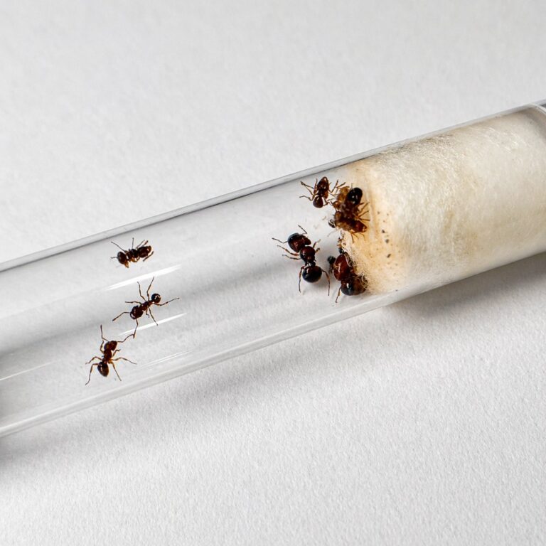 Acanthomyrmex mizunoi duża robotnica — maleńkie ciało zwieńczone masywną głową żołnierza karłowata mrówka wielkogłowa z Azji Południowo-Wschodniej, żywa kolonia w ANTonTOP