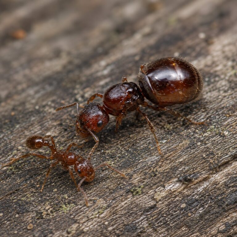 Brachymyrmex laevis robotnica — poniżej 2 mm, jasnobrązowe mrówka wędrowna pantropikalna, żywa kolonia w ANTonTOP