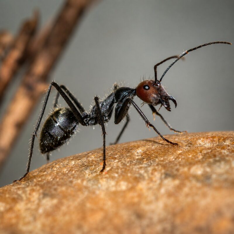 Camponotus singularis duża robotnica — czarna z czerwoną głową i tułowiem wietnamska olbrzymia mrówka stolarka z Wietnamu, żywa kolonia w ANTonTOP