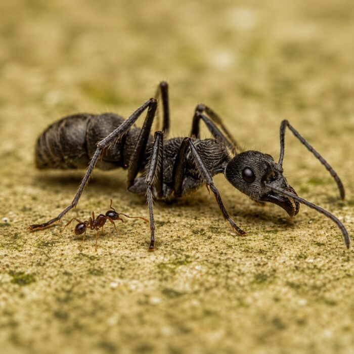 Diacamma rugosum obreras en formicario — 810 mm ponerina india sin reina para criadores, jerarquía matriarcal: una sola obrera apareada gobierna la colonia
