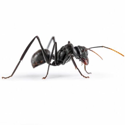 Gigantiops destructor worker — shiny dark brown with enormous eyes giant-eyed jumping ant from the Amazon basin, live colony at ANTonTOP