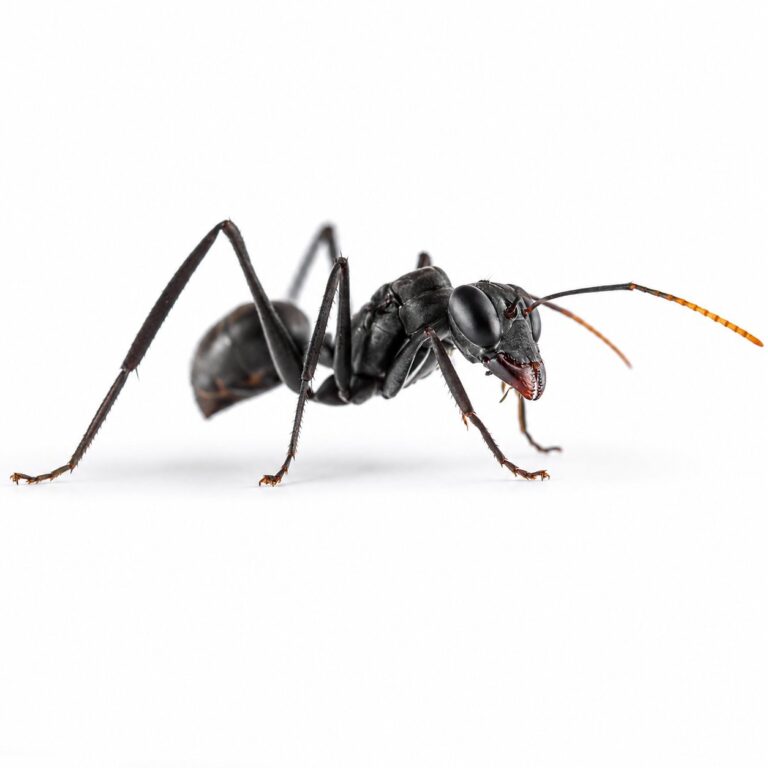 Gigantiops destructor worker — shiny dark brown with enormous eyes giant-eyed jumping ant from the Amazon basin, live colony at ANTonTOP