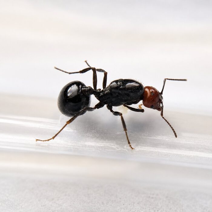 Messor angularis duża robotnica — duże żuchwy do rozłupywania nasion mrówka żniwiarka z basen Morza Śródziemnego i suche obszary Eurazji, żywa kolonia w ANTonTOP