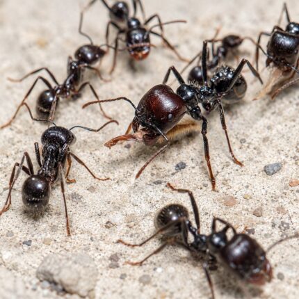 Messor barbarus robotnice w formikarium — 4-14 mm europejska mrówka żniwiarka dla hodowców, zorganizowane szlaki zbierania ziaren
