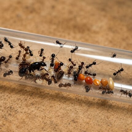 Messor ebeninus major worker — large mandibles for cracking grains harvester ant from Mediterranean and arid Eurasia, live colony at ANTonTOP