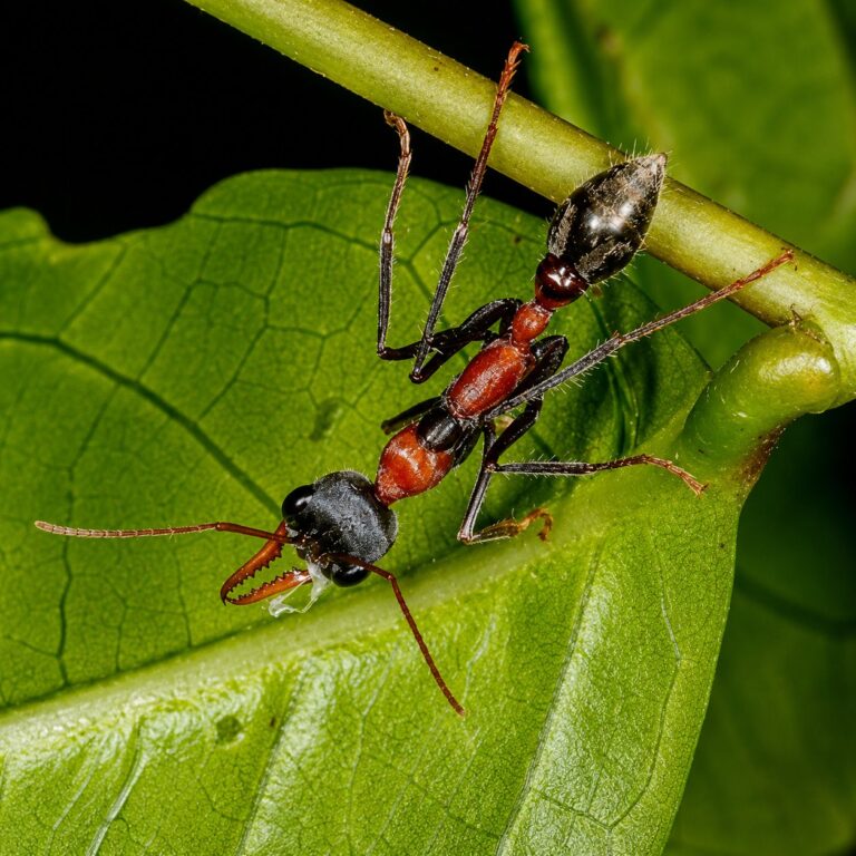 Myrmecia nigriceps robotnica — długie ząbkowane żuchwy i wyraźne oczy złożone mrówka buldog z Australii, żywa kolonia w ANTonTOP