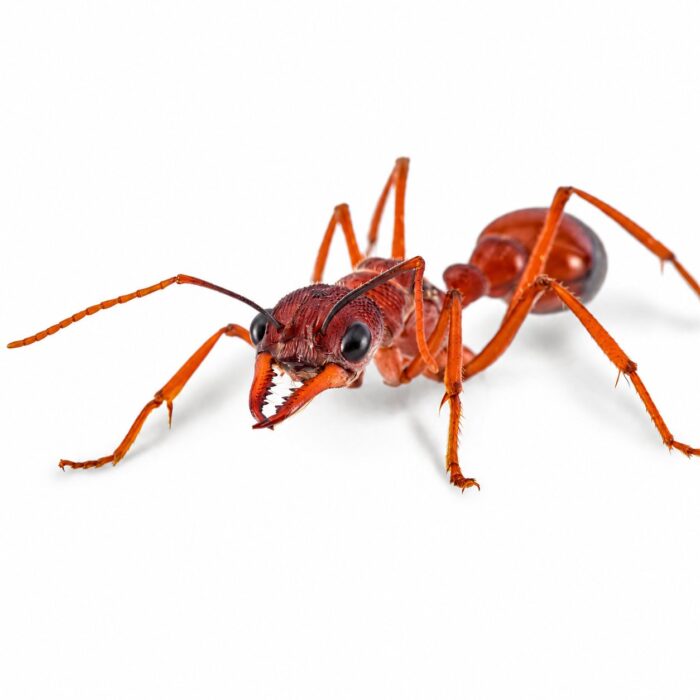 Myrmecia nigriscapa obreras en formicario — hormiga bulldog para criadores, cazadoras solitarias agresivas, doloroso aguijón venenoso