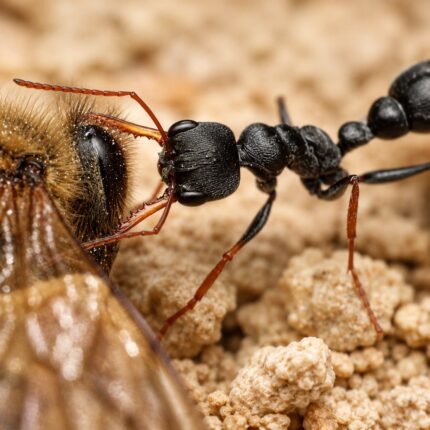 Myrmecia pilosula worker — black with white-tipped legs Jack jumper ant from Australia, live colony at ANTonTOP