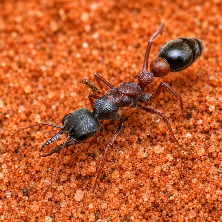 Myrmecia varians robotnica — długie ząbkowane żuchwy i wyraźne oczy złożone mrówka buldog z Australii, żywa kolonia w ANTonTOP