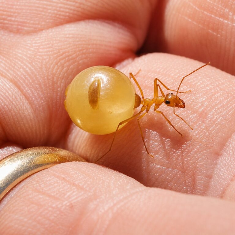 Myrmecocystus mexicanus duża robotnica — bursztynowa ze złocistymi gasterami repletów meksykańska mrówka miodowa z pustyń południowo-zachodniej Ameryki, żywa kolonia w ANTonTOP