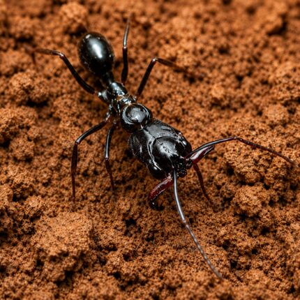 Odontomachus brunneus worker — elongated trap-jaw mandibles held wide open trap-jaw ant native to the pantropics, live colony at ANTonTOP