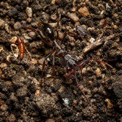 Odontomachus simillimus worker — elongated trap-jaw mandibles held wide open trap-jaw ant native to the pantropics, live colony at ANTonTOP