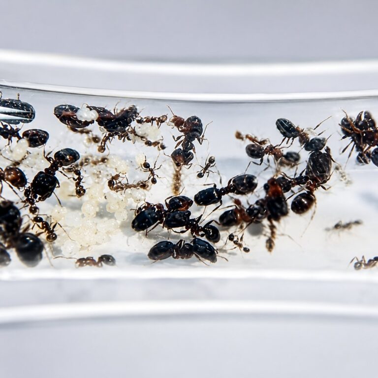 Pheidole comata duża robotnica — nieproporcjonalnie duże głowy żołnierzy mrówka wielkogłowa pantropikalna, żywa kolonia w ANTonTOP
