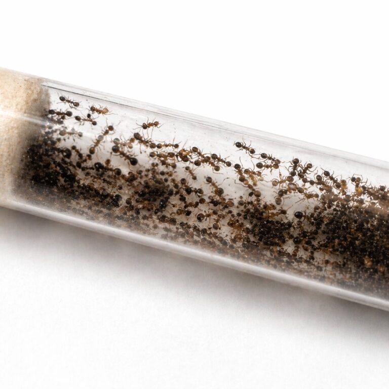 Pheidole indica reina con cría — colonia fundadora de hormiga cabezona india del sur de Asia, hormigas vivas en venta