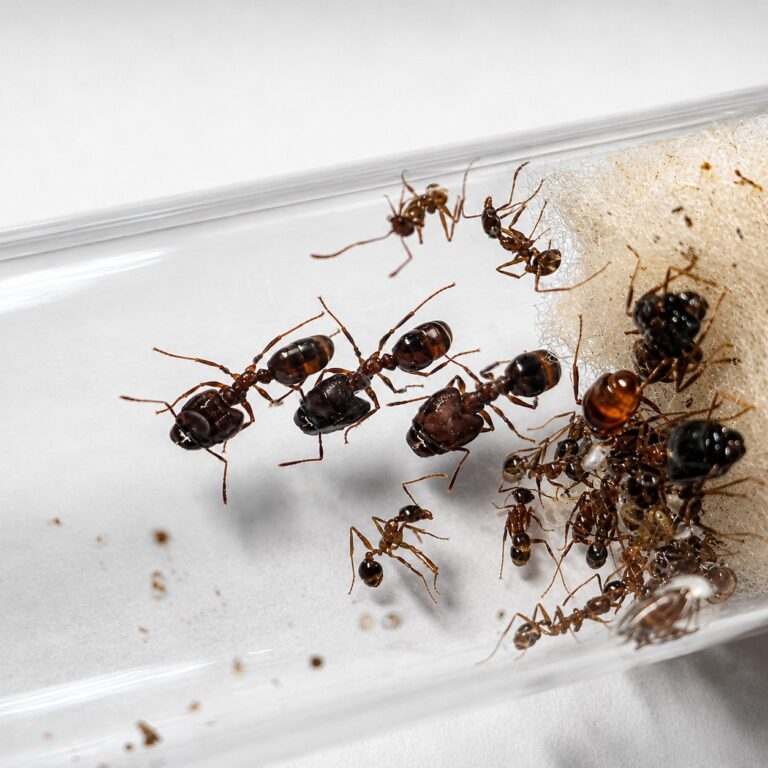 Pheidole planifrons duża robotnica — nieproporcjonalnie duże głowy żołnierzy mrówka wielkogłowa pantropikalna, żywa kolonia w ANTonTOP