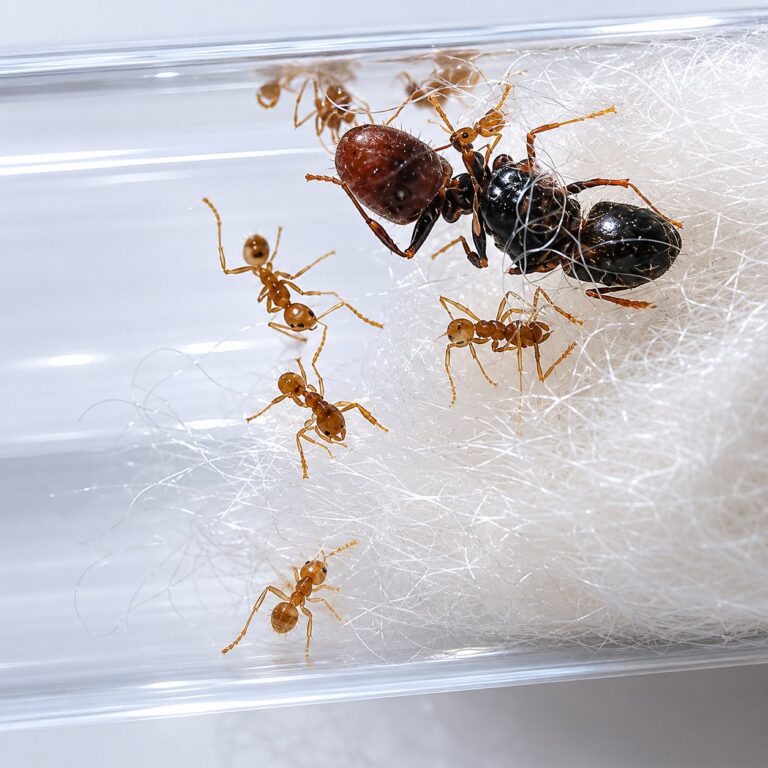 Pheidole vulgaris duża robotnica — nieproporcjonalnie duże głowy żołnierzy mrówka wielkogłowa pantropikalna, żywa kolonia w ANTonTOP