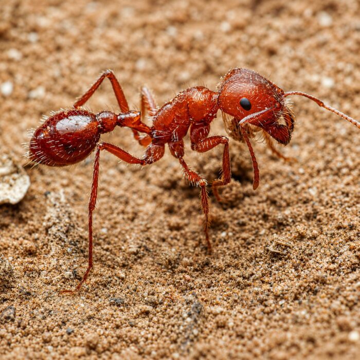 Pogonomyrmex maricopa major worker — redorange Maricopa harvester ant from the American Southwest, live colony at ANTonTOP