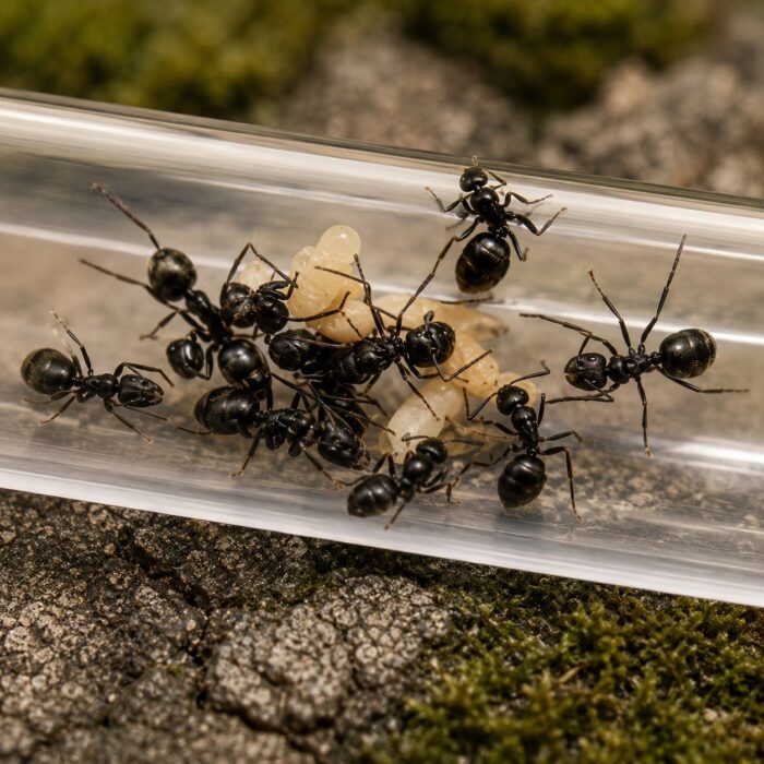 Polyrhachis halidayi worker — shiny black or golden with thoracic spines spiny ant from the Old World tropics, live colony at ANTonTOP