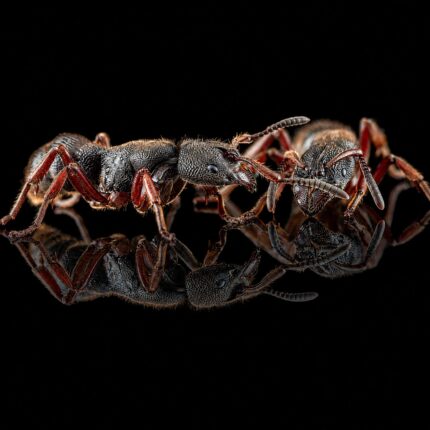 Pseudoponera rufipes worker — compact matt-black body ponerine hunter from the Neotropics, live colony at ANTonTOP