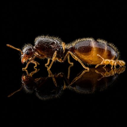 Solenopsis fugax major worker — pale yellow thief ant from Eurasia, live colony at ANTonTOP