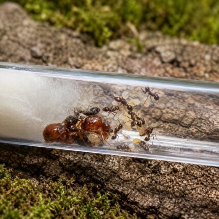 Solenopsis stricta major worker — reddish-brown body with potent sting fire ant from Americas-origin, now global, live colony at ANTonTOP