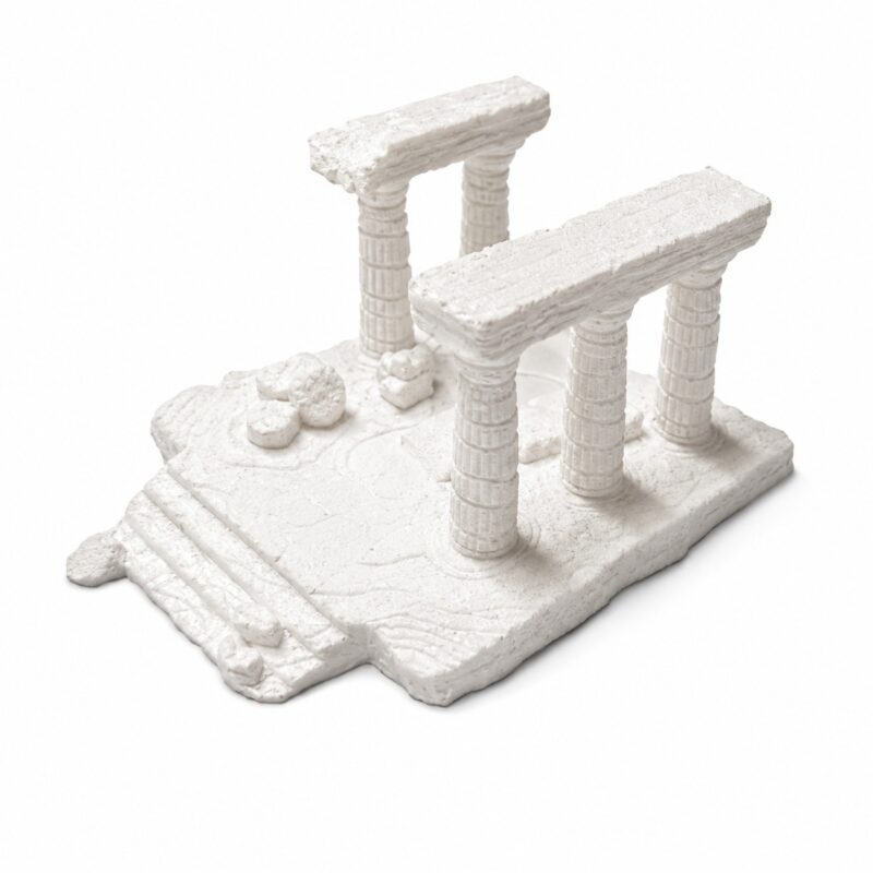 White 3D-printed Greek column ruins for ant formicarium decoration