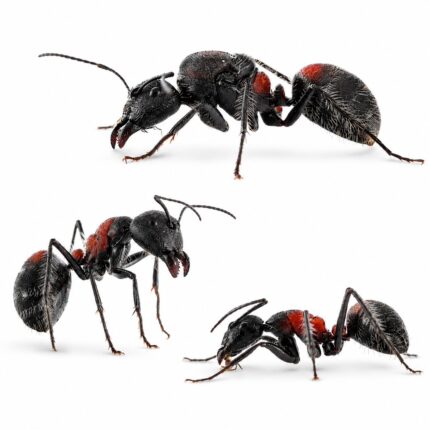 Camponotus mutilarius duża robotnica — czarna z rdzawym tułowiem mrówka stolarka xiangban z Azji Wschodniej, żywa kolonia w ANTonTOP