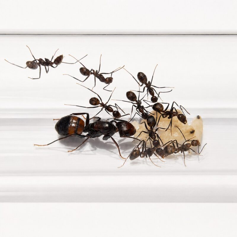 Camponotus nicobarensis obrera de cerca — obreras mayores polimórficas y obreras menores, hormiga carpintera poligínica Nicobar exótica para criadores de hormigas