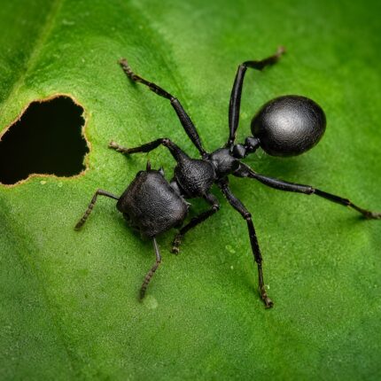 Cephalotes atrutus robotnica — spłaszczone opancerzone ciało z dyskowatymi głowami żołnierzy mrówka żółwiowa z neotropikalna, żywa kolonia w ANTonTOP