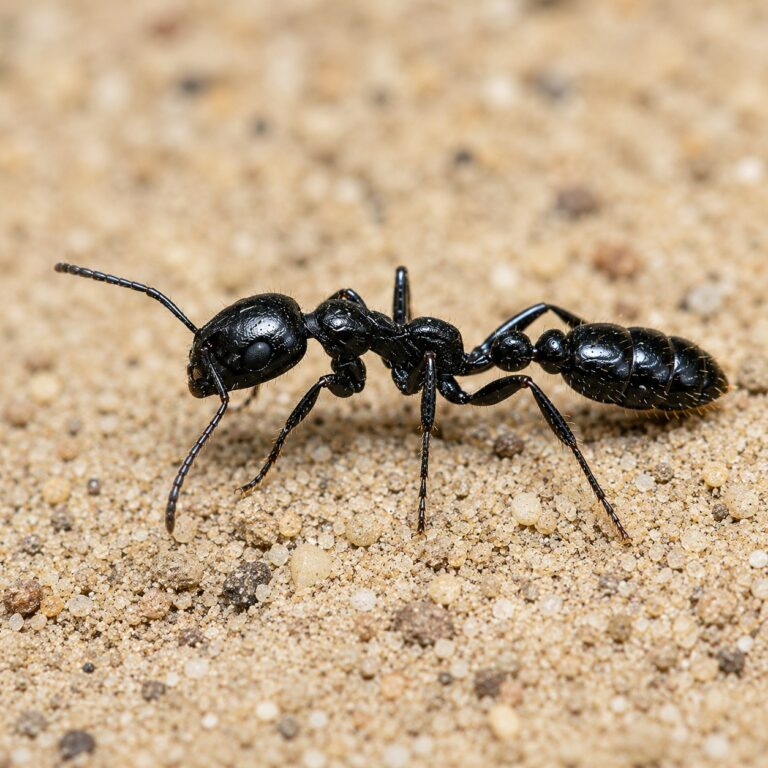 Tetraponera nigra robotnica — wąskie wydłużone ciało, często czarne lub dwubarwne smukła mrówka gałązkowa z tropików Starego Świata, żywa kolonia w ANTonTOP