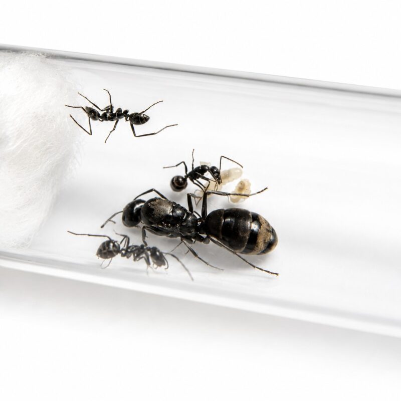 Camponotus dolendus queen with brood — founding colony of carpenter ant, live ants for sale