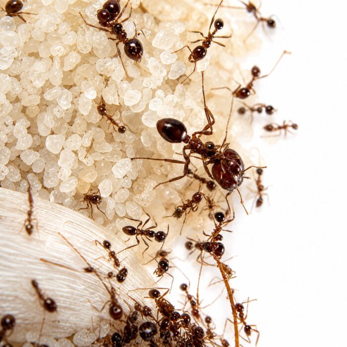 Carebara diversa workers in formicarium — Asian marauder ant kept by hobbyists, raiding invertebrates through cryptic tunnel networks
